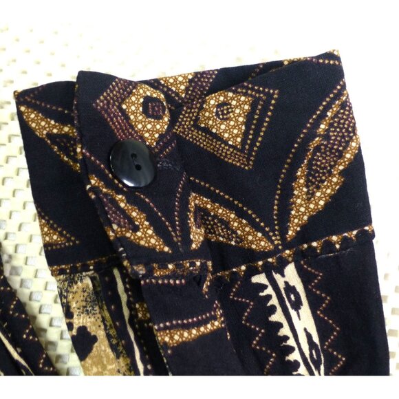 VTG A Personal Touch Womens 4X Button-Up Shirt Black/Gold Tribal Pattern 100% Ra - Picture 7 of 9
